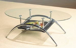 Coffee Table with Glass Top - Chrome