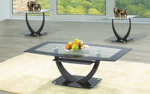 Coffee Table Set with Glass Top - 3 pc - Black