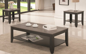 Coffee Table Set with Shelf - 3 pc - Espresso | Reclaimed Wood