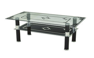 Coffee Table with Glass Top - Black