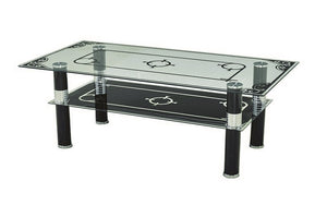 Coffee Table with Glass Top - Black