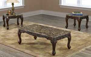 Coffee Table Set with Marble Top - 3 pc - Espresso