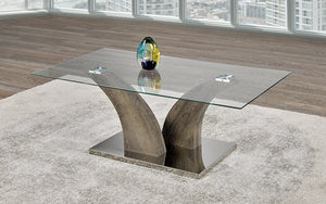 Glass Table Top with Stainless Steel Legs - Chrome | Wood