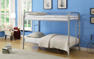 Bunk Bed - Twin over Twin with Metal - Black | White | Grey