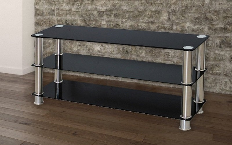 Black chrome tv stand deals