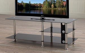 TV Stand with Chrome Legs - Black