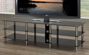 TV Stand with Chrome Legs - Black