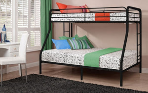 Bunk Bed - Twin over Double with Metal - Black | White | Grey