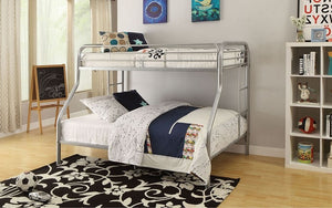 Bunk Bed - Twin over Double with Metal - Black | White | Grey