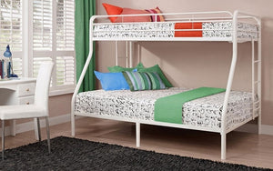 Bunk Bed - Twin over Double with Metal - Black | White | Grey