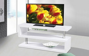 TV Stand with Shelves - White