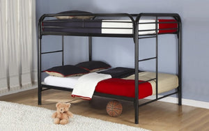 Bunk Bed - Double over Double with Metal - White | Black | Grey