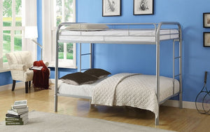 Bunk Bed - Double over Double with Metal - White | Black | Grey