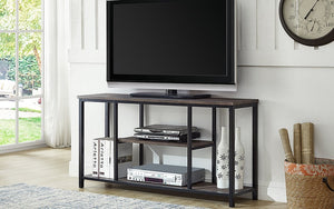 TV Stand with Shelves - Grey & Black