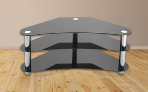 TV Stand with Chome Legs - Black