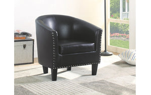 Accent Chair Leather with Nailhead Details - Grey | Brown