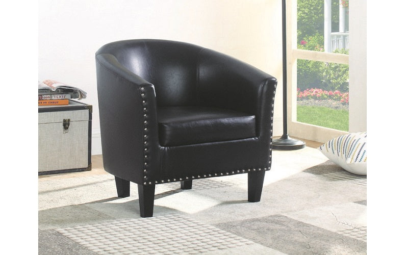 Accent Chair Leather with Nailhead Details - Grey | Brown