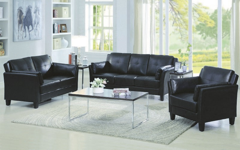 Sofa Set 3 Piece Black Furnberry