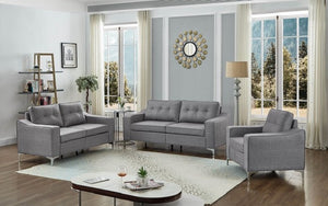 Sofa Set - 3 Piece with Breathable Fabric - Grey