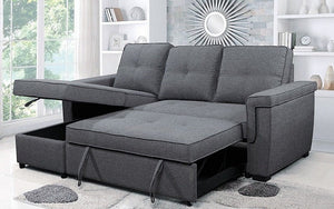 Fabric Sectional Sofa Bed with Reversible Chaise - Grey