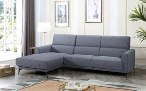 Woven Fabric Sectional With Chaise - Grey
