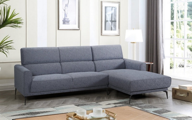 Woven Fabric Sectional With Chaise - Grey