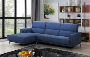 Woven Fabric Sectional With Chaise - Blue