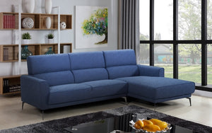 Woven Fabric Sectional With Chaise - Blue