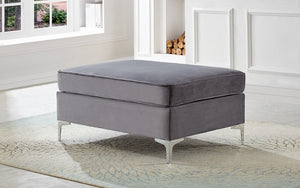 Velvet Fabric Sectional with Reversible Chaise - Grey