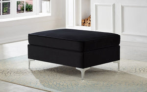 Velvet Fabric Sectional with Reversible Chaise - Black