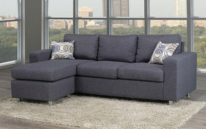 Fabric Sectional with Reversible Chaise - Grey