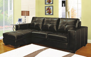 Leather Sectional with Reversible Chaise - Brown