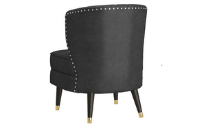 Accent Chair Leather with Nail-Head Back & Solid Wood Legs - Saddle | Grey | Beige