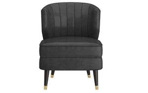 Accent Chair Leather with Nail-Head Back & Solid Wood Legs - Saddle | Grey | Beige