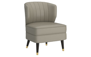 Accent Chair Leather with Nail-Head Back & Solid Wood Legs - Saddle | Grey | Beige