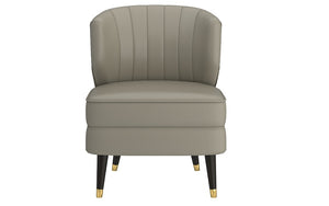 Accent Chair Leather with Nail-Head Back & Solid Wood Legs - Saddle | Grey | Beige