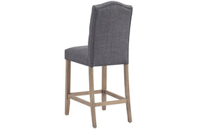 Bar Stool With Fabric High Back & Oak Legs - Grey | Beige - Set of 2 pc (26'' Counter Height)