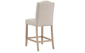 Bar Stool With Fabric High Back & Oak Legs - Grey | Beige - Set of 2 pc (26'' Counter Height)