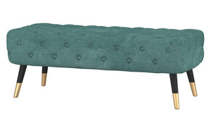 Textured Fabric Bench with Solid Wood Legs - Grey | Teal | Mustard