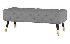 Textured Fabric Bench with Solid Wood Legs - Grey | Teal | Mustard