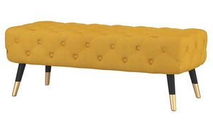 Textured Fabric Bench with Solid Wood Legs - Grey | Teal | Mustard