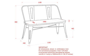 Solid Wood Bench with Metal Legs - Gunmetal