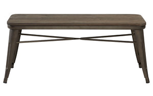 Solid Wood Bench with Metal Legs - Gunmetal