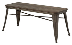 Solid Wood Bench with Metal Legs - Gunmetal