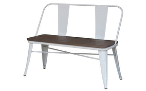 Solid Wood Bench with Metal Legs - White