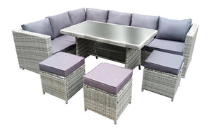 Outdoor Sectional Set with Table and Ottoman - 6 pc - Grey & Dark Grey