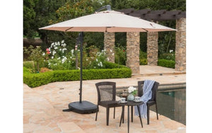 9.5" Outdoor Offset Patio Umbrella - Brown | White | Red