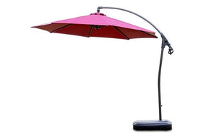 9.5" Outdoor Offset Patio Umbrella - Brown | White | Red