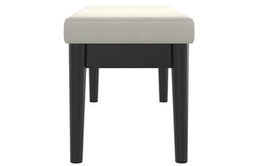 Woven Fabric Bench with Solid Wood Legs - Cream | Grey