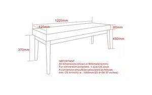 Woven Fabric Bench with Solid Wood Legs - Cream | Grey
